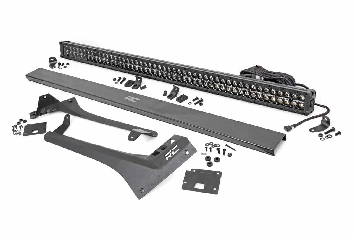 Fits Gladiator JT(18-24) LED Light Windshield 50_ BLK Dual Row WHT DRL 70067